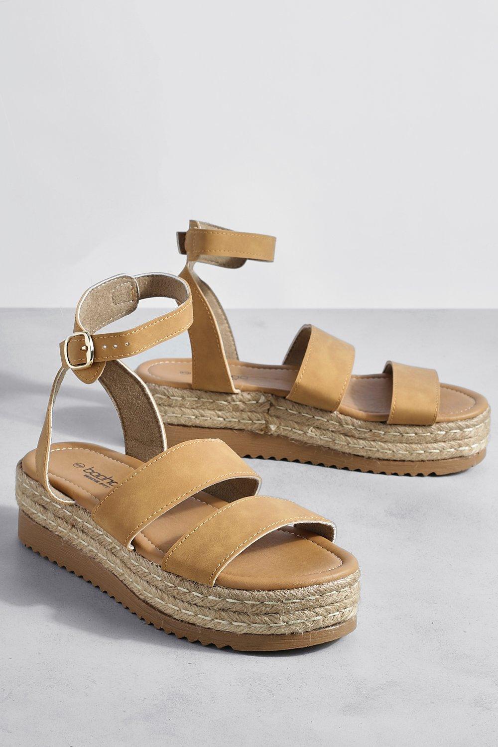 Wide Fit Double Strap Flatforms